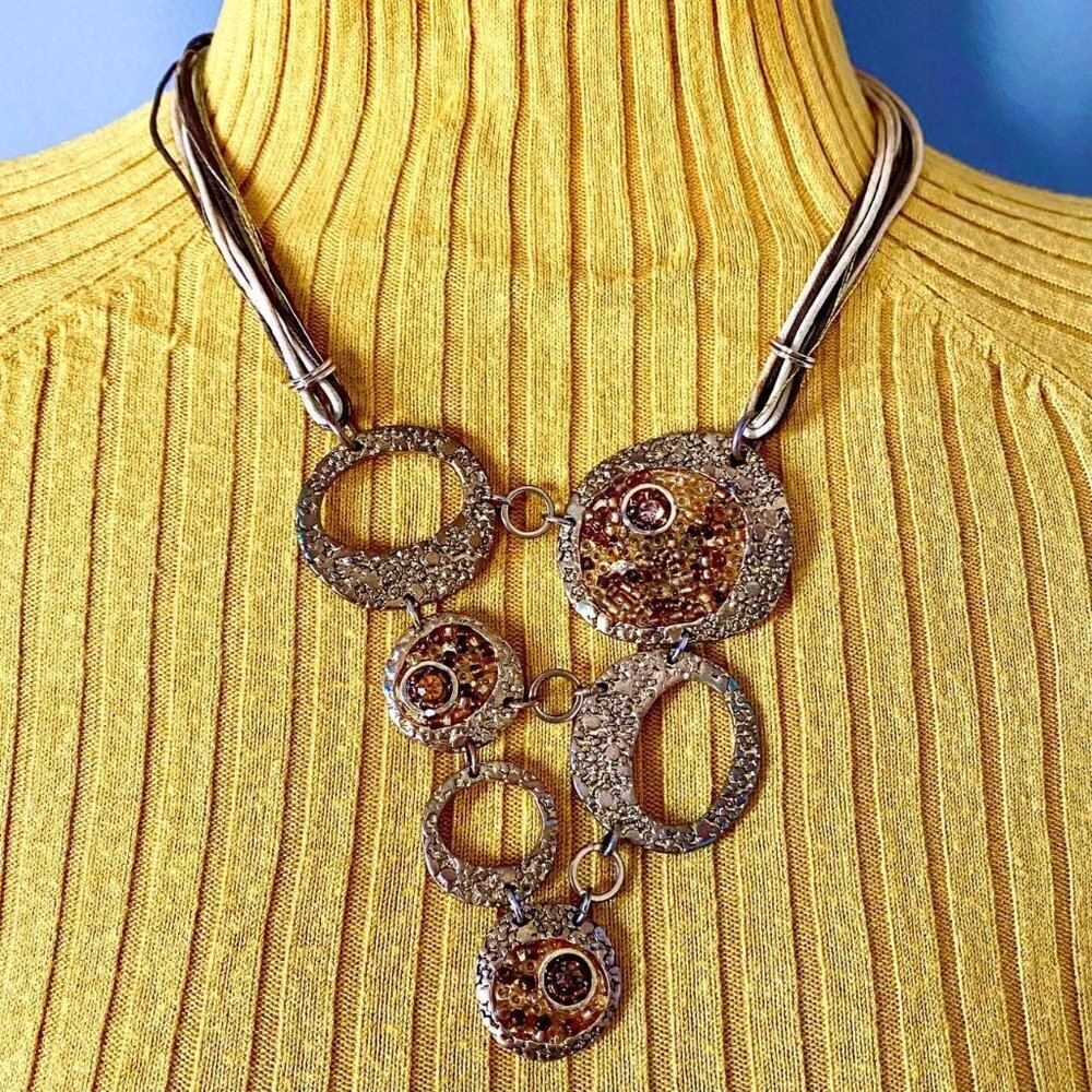 Vintage Unique Funky Gold-tone Necklace with adjus